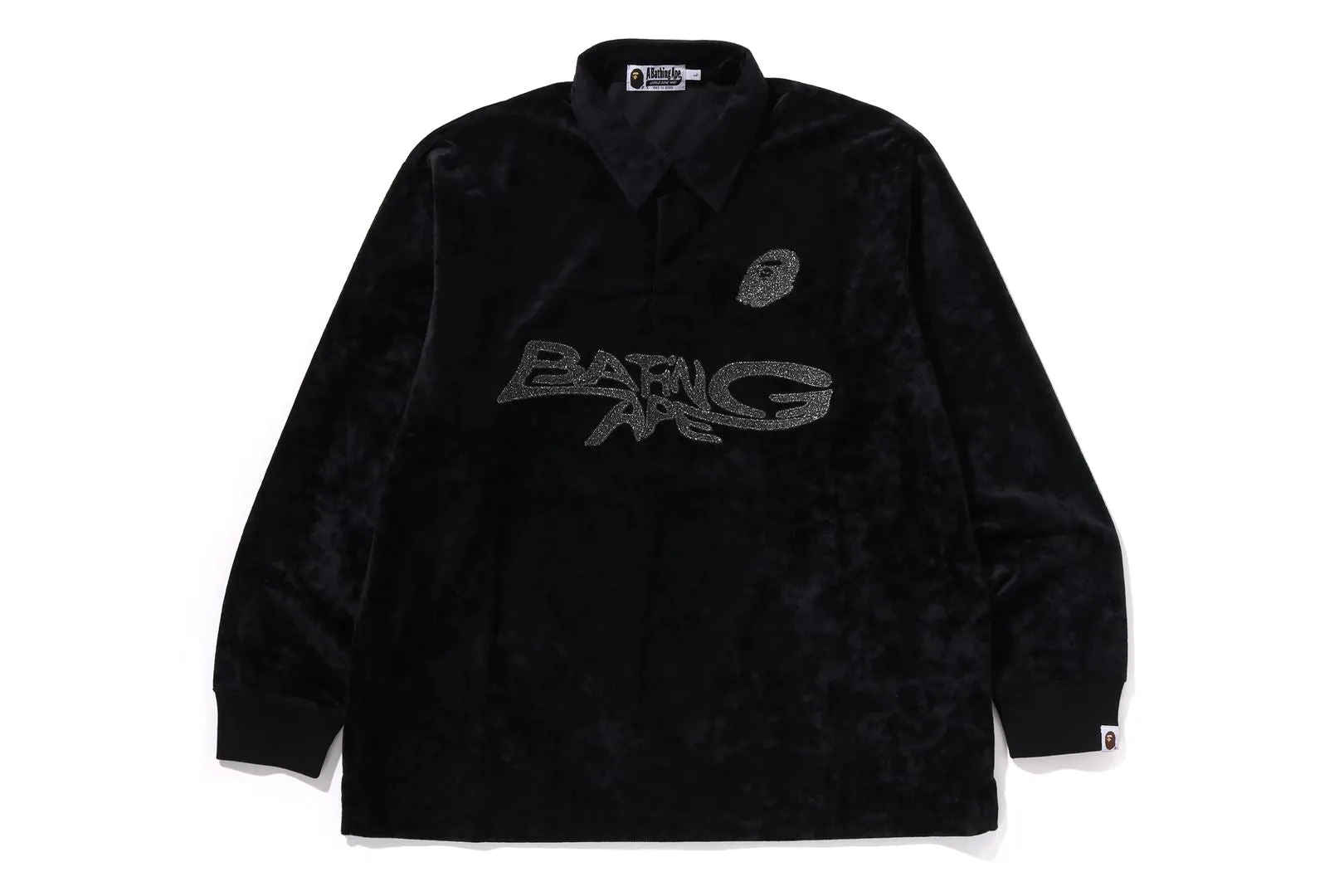 LOGO VELVET RELAXED FIT LS POLO SHIRT sold by Bape