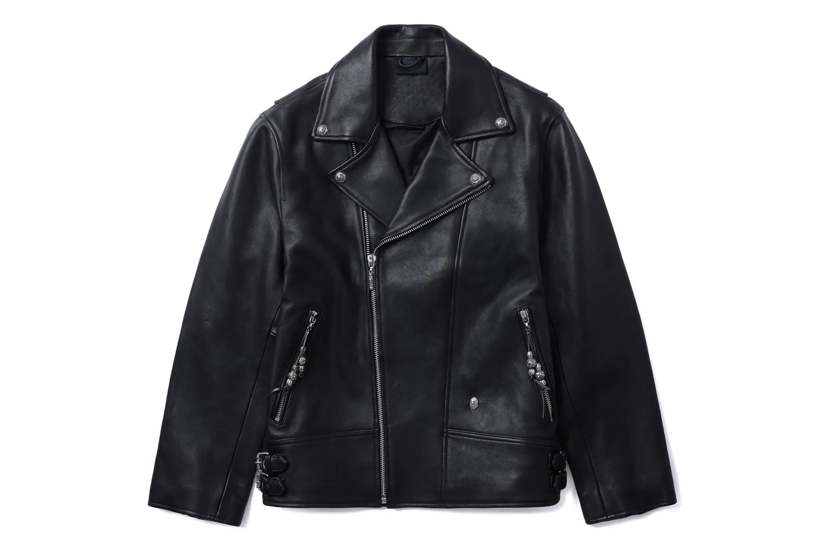 BAPE BLACK LEATHER BIKER JACKET sold by Bape