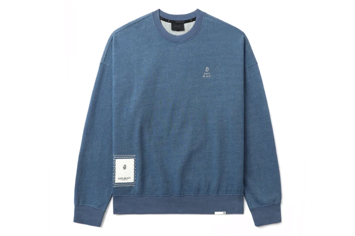 BAPE BLACK EMBROIDERY INDIGO SWEATSHIRT sold by Bape