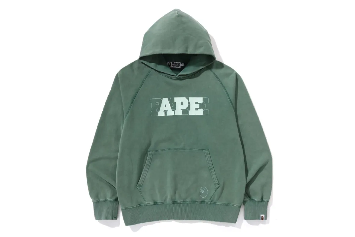 WASHED EFFECT RELAXED FIT PULLOVER HOODIE sold by Bape