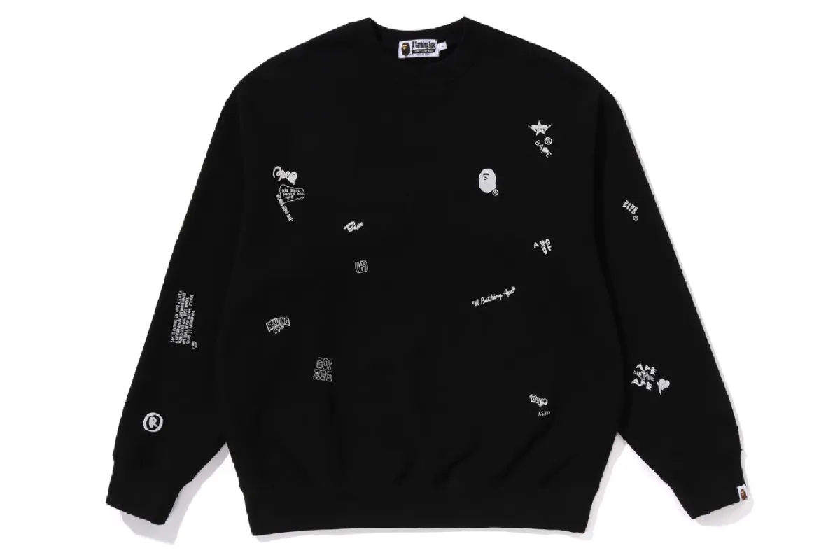 MULTI LOGO RELAXED FIT CREWNECK SWEATSHIRT sold by Bape