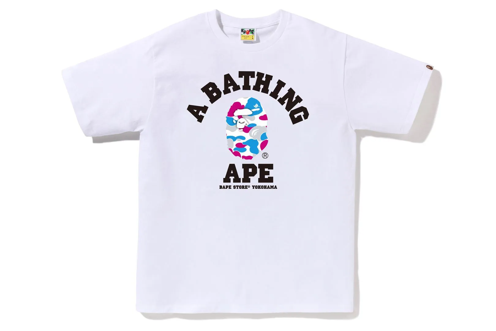 BAPE STORE YOKOHAMA CAMO COLLEGE TEE sold by Bape