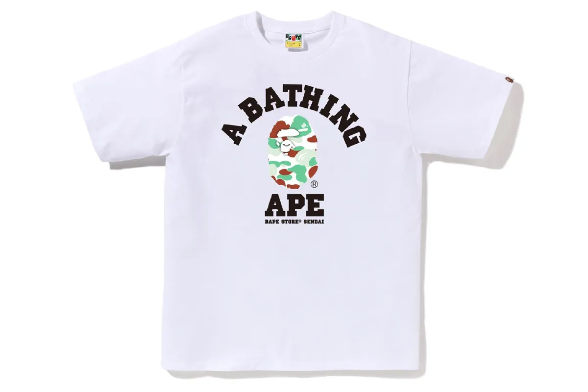BAPE STORE SENDAI CAMO COLLEGE TEE sold by Bape