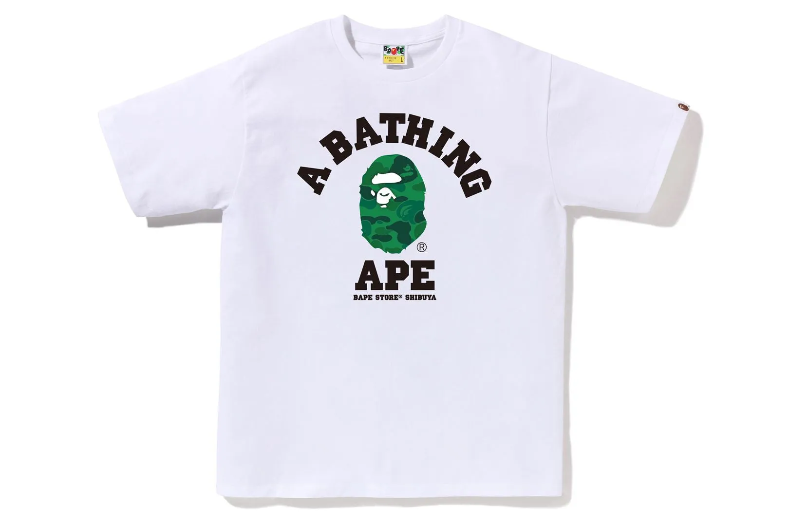 BAPE STORE SHIBUYA CAMO COLLEGE TEE sold by Bape