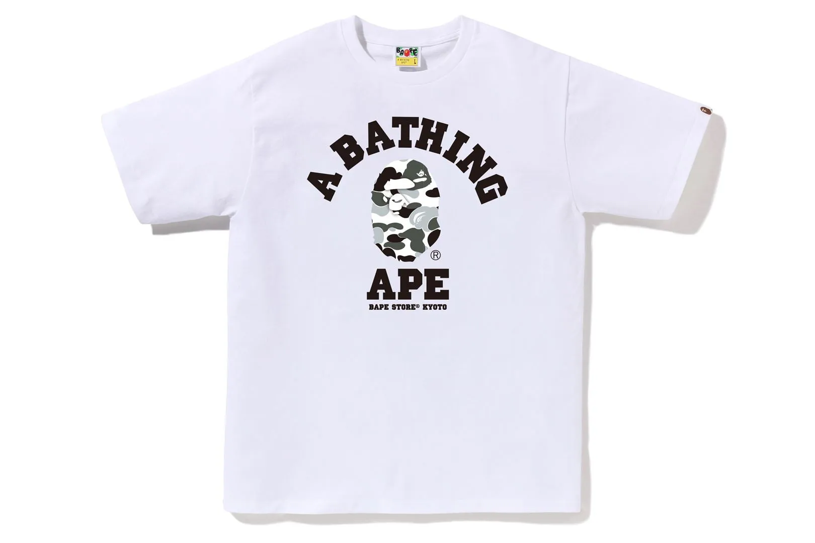 BAPE STORE KYOTO CAMO COLLEGE TEE sold by Bape