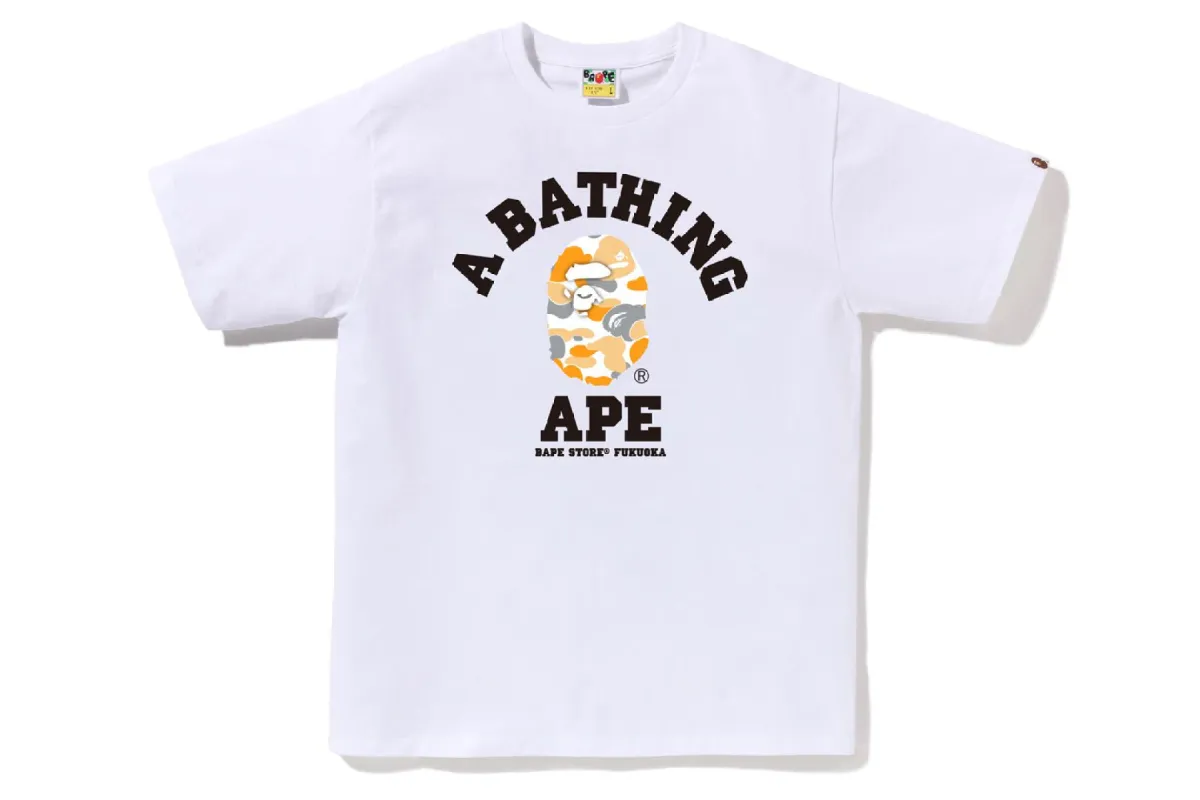 BAPE STORE FUKUOKA CAMO COLLEGE TEE sold by Bape