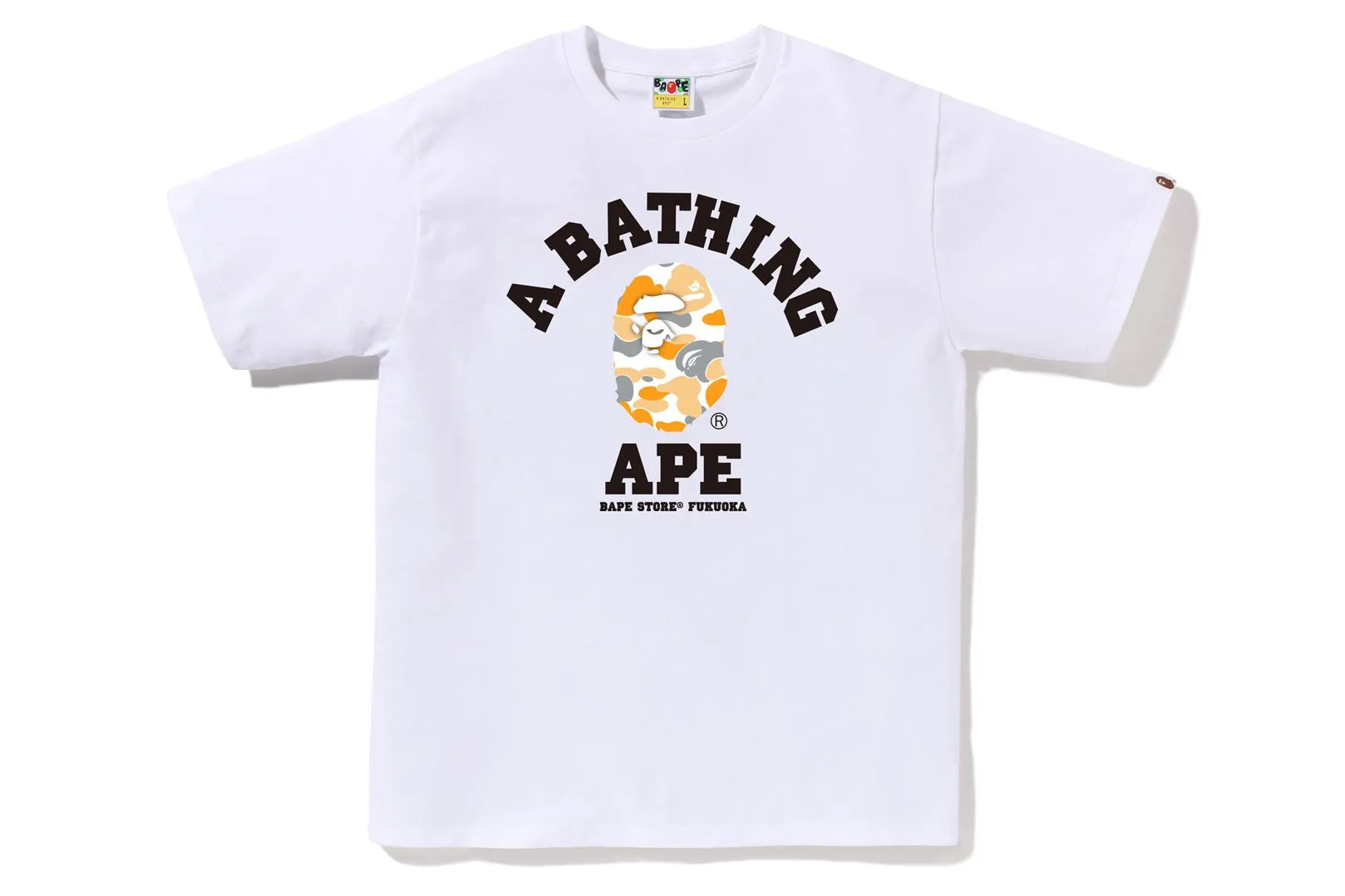 BAPE STORE FUKUOKA CAMO COLLEGE TEE sold by Bape