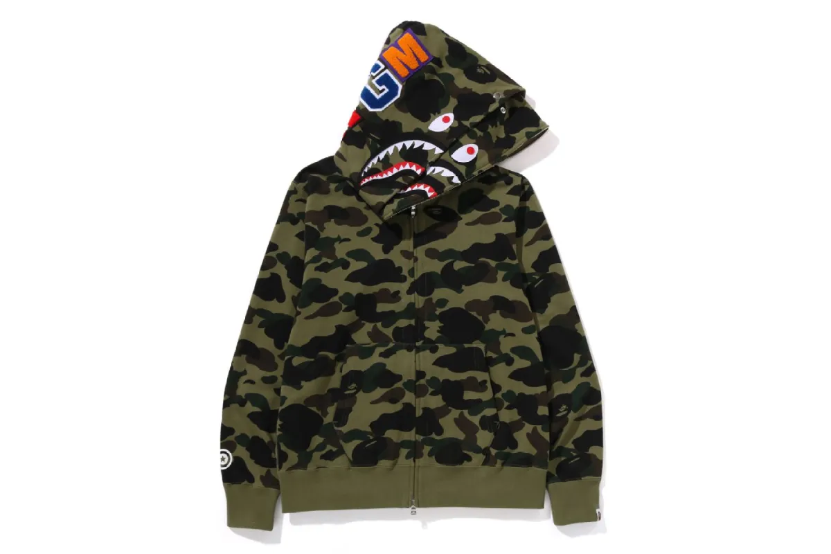 1ST CAMO SHARK FULL ZIP DOUBLE HOODIE sold by Bape