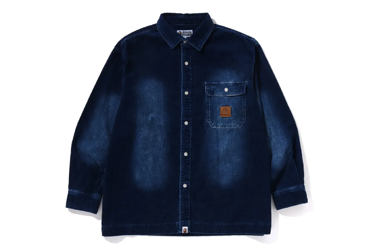 INDIGO DYE CORDUROY LS SHIRTS sold by Bape