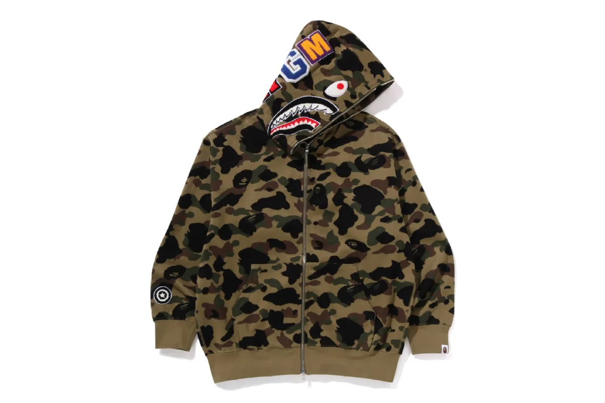 1ST CAMO JACQUARD SHARK RELAXED FIT FULL ZIP HOODIE sold by Bape