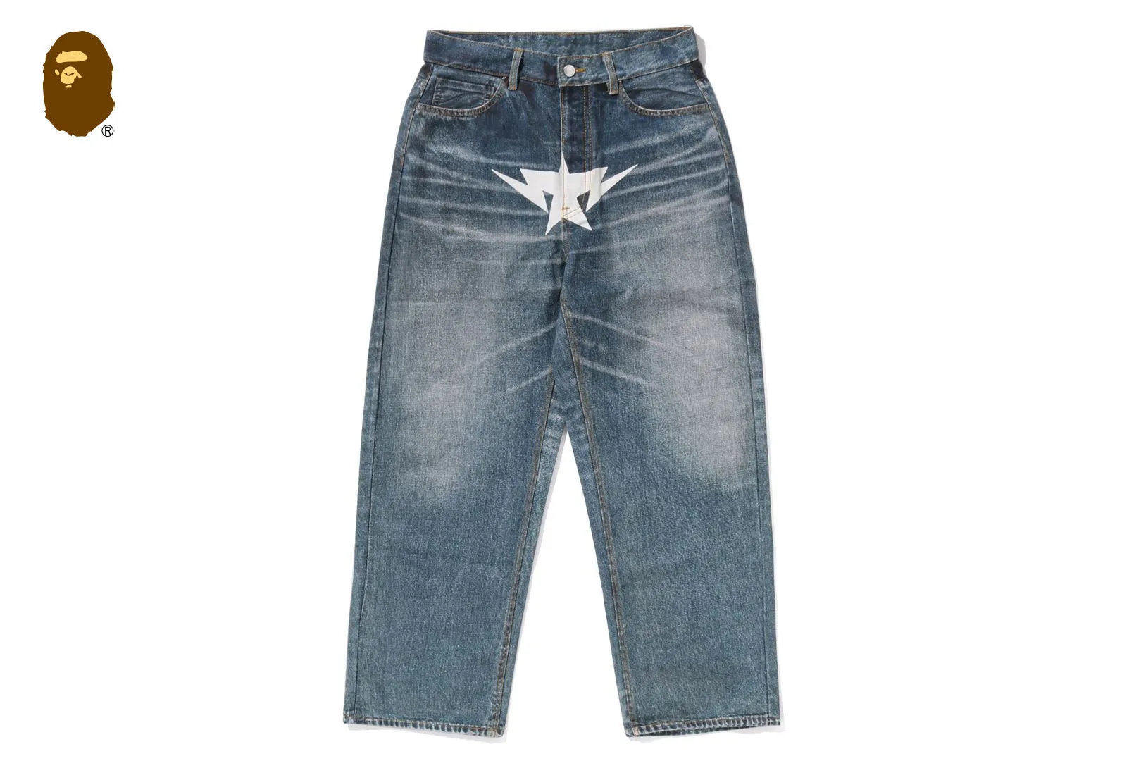 FAKE PRINT STA LOOSE FIT DENIM PANTS sold by Bape product image thumbnail 5