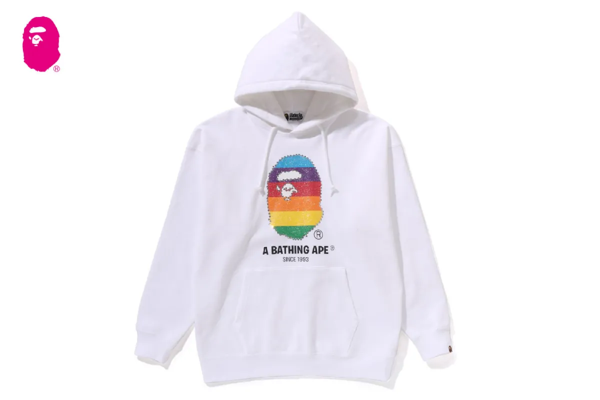 CRYSTAL APE HEAD OVERSIZED PULLOVER HOODIE sold by Bape