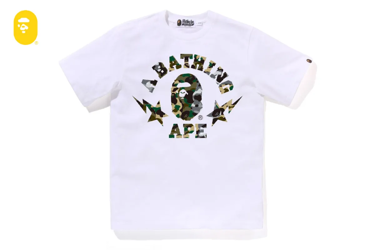 1ST CAMO CRAZY STA COLLEGE TEE sold by Bape