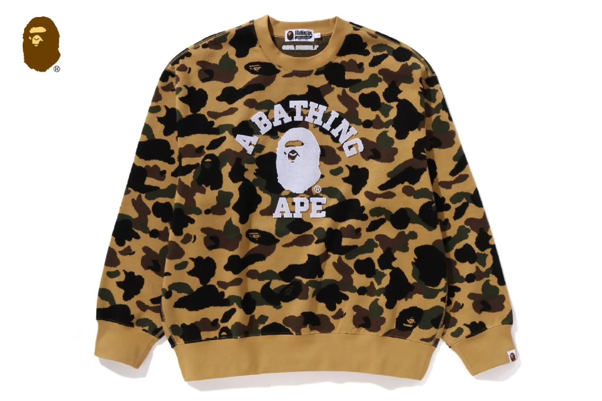 1ST CAMO JACQUARD COLLEGE RELAX FIT CREWNECK SWEATSHIRT sold by Bape
