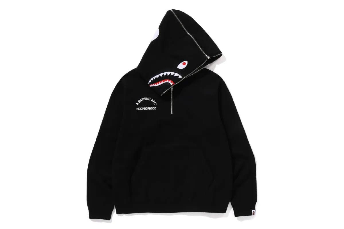 【 BAPE X NBHD 】TWO FACE HALF ZIP PULLOVER HOODIE sold by Bape