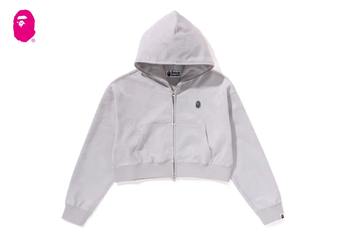SOLID CAMO JACQUARD ONE POINT CROPPED ZIP HOODIE sold by Bape