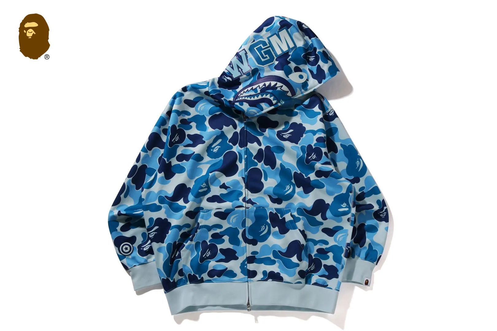 ABC CAMO POLYESTER RELAXED FIT SHARK FULL ZIP HOODIE sold by Bape