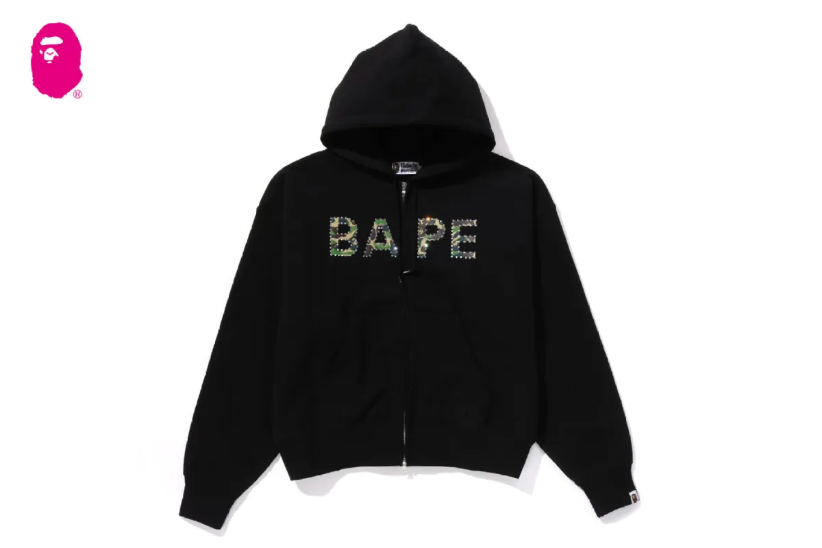 ABC CAMO CRYSTAL LOGO WIDE ZIP HOODIE sold by Bape