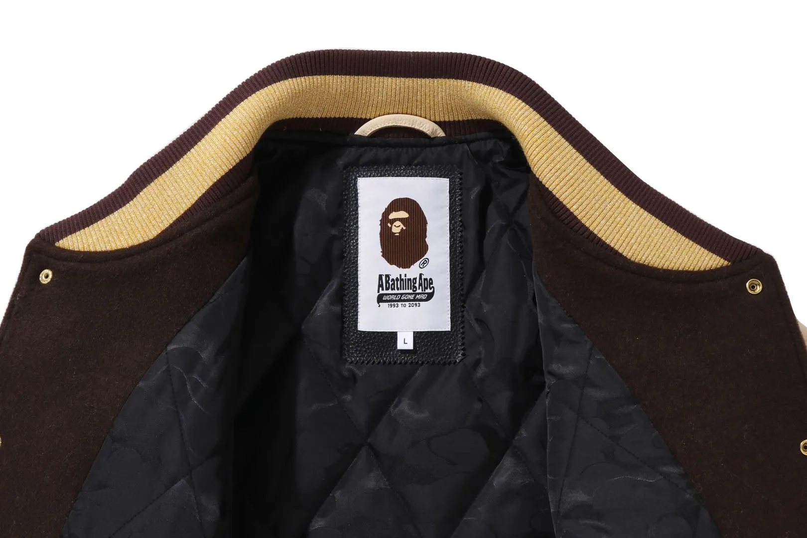 LINE CAMO MULTI LOGO WOOL VARSITY JACKET sold by Bape product image thumbnail 3