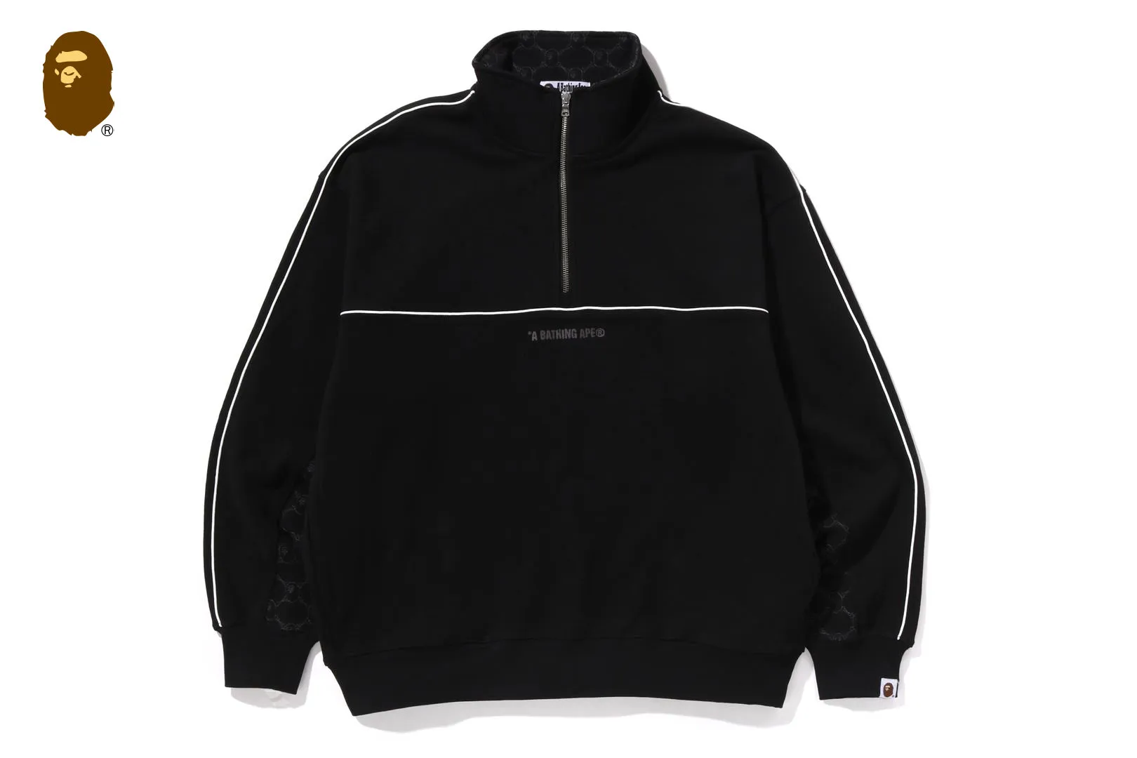 COLLEGE MONOGRAM LOGO HALF ZIP RELAX FIT CREWNECK SWEATSHIRT sold by Bape