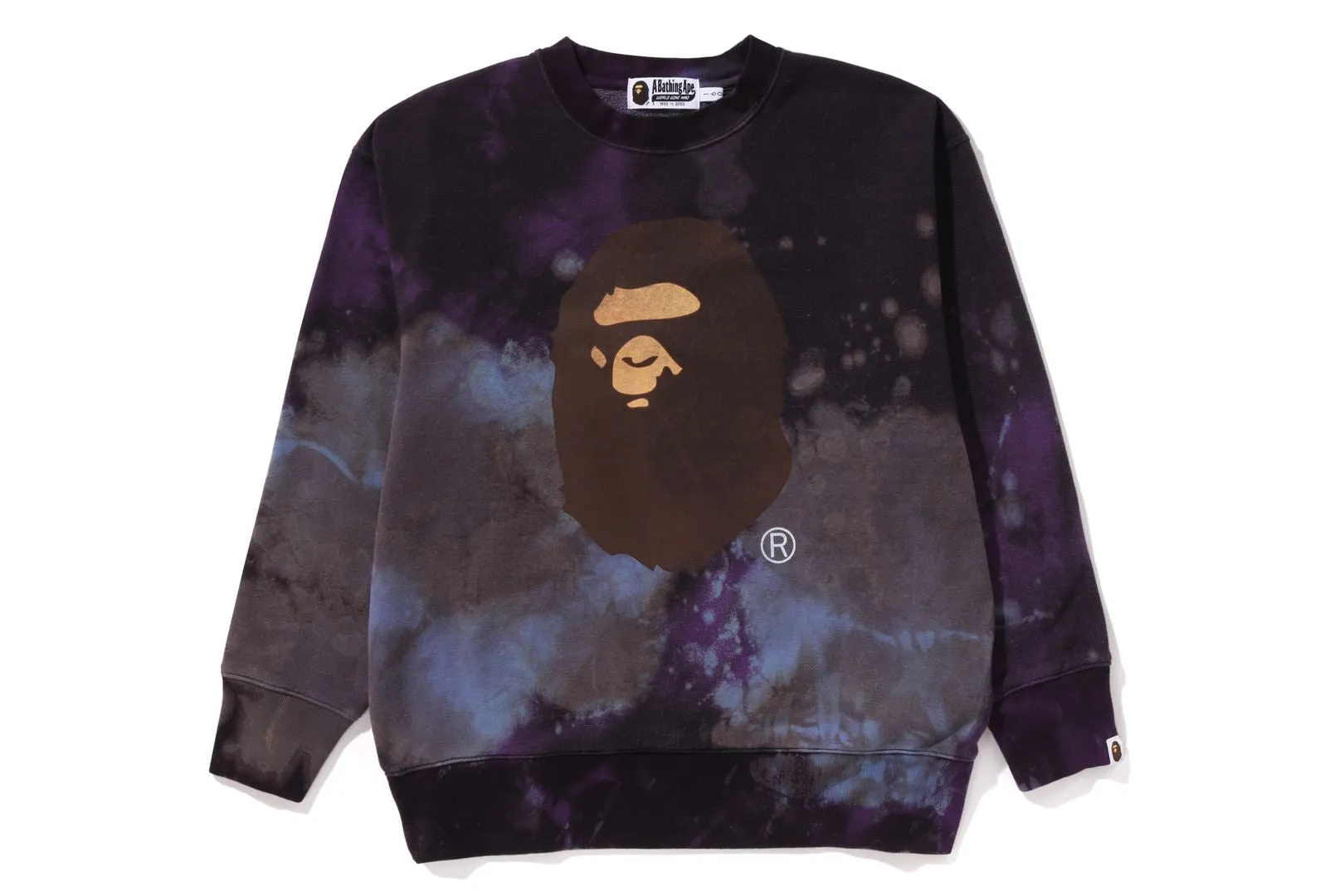 TIE DYE APE HEAD RELAXED FIT CREWNECK SWEATSHIRT sold by Bape