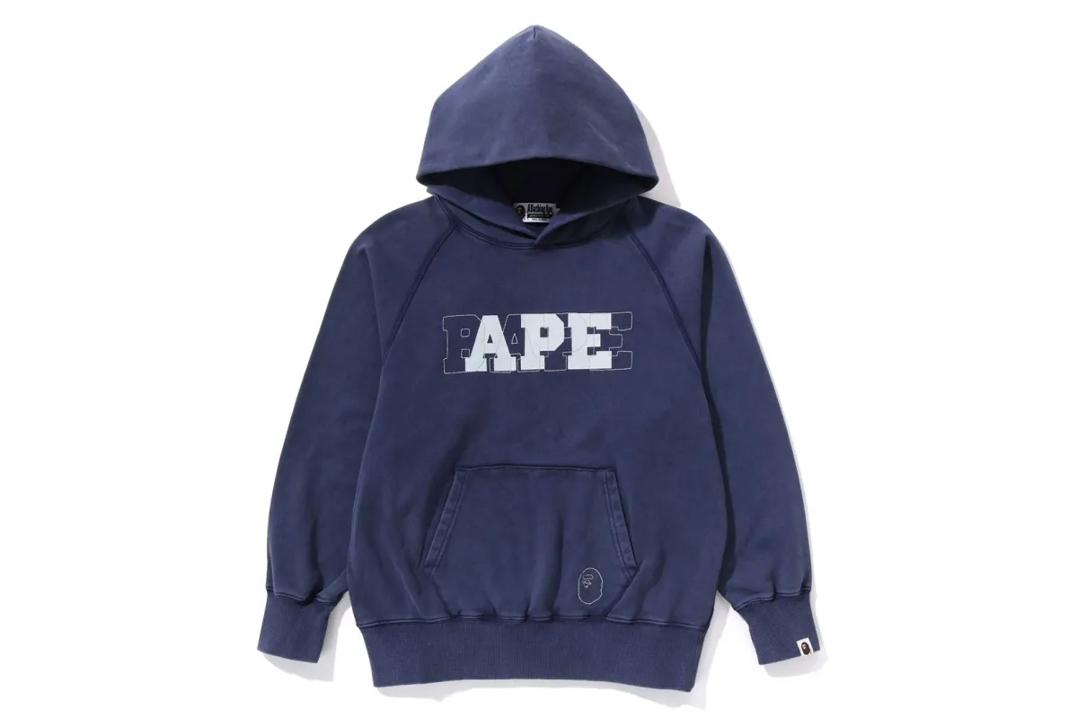 WASHED EFFECT RELAXED FIT PULLOVER HOODIE sold by Bape