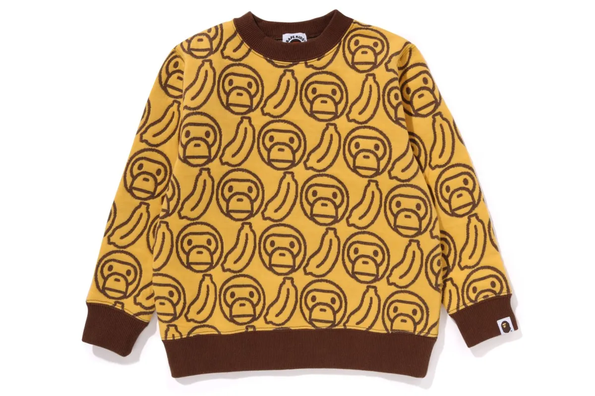 BANANA MILO KNIT JACQUARD CREWNECK SWEATSHIRT sold by Bape