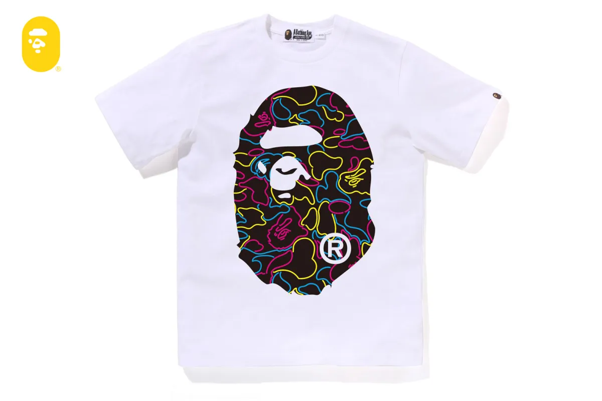 NEON CAMO BIG APE HEAD TEE sold by Bape