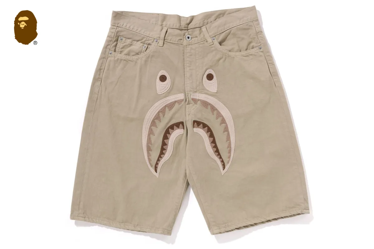 SHARK GARMENT DYE RELAXED FIT DENIM SHORTS made by Bape