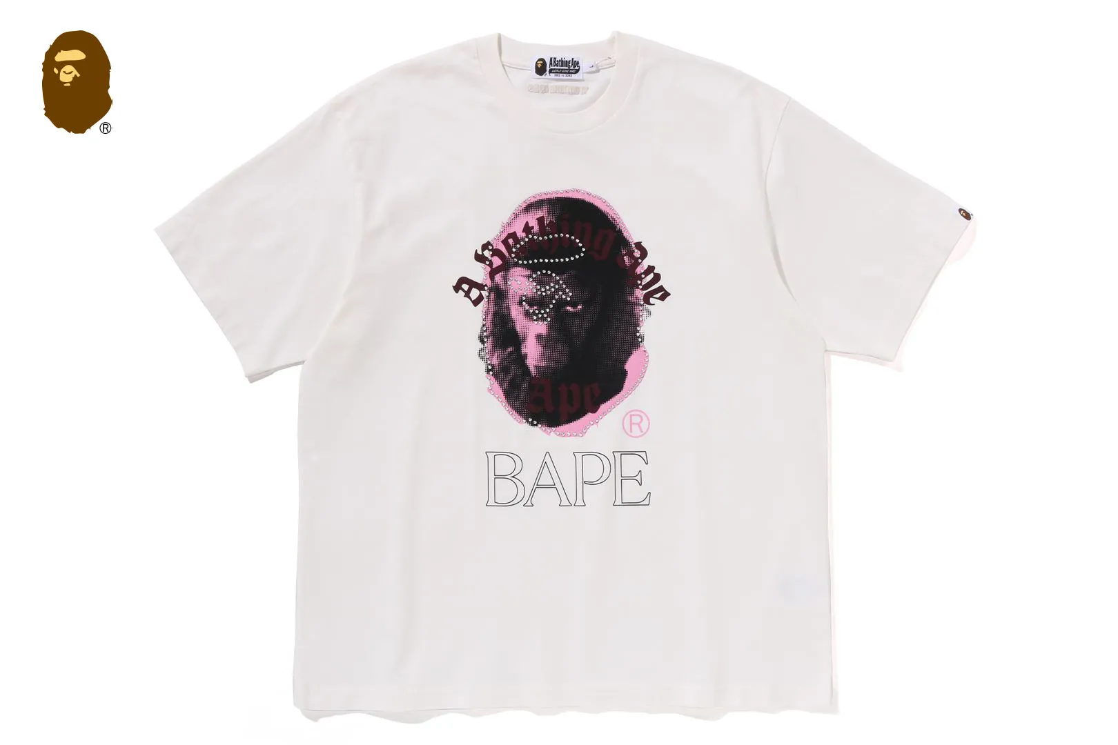 GARMENT DYE RHINESTONE APE HEAD RELAXED FIT TEE sold by Bape