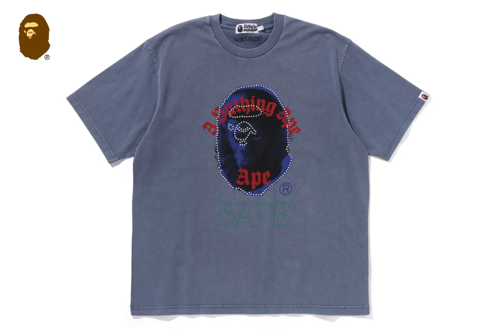 GARMENT DYE RHINESTONE APE HEAD RELAXED FIT TEE sold by Bape product image thumbnail 5