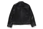 BAPE BLACK WASHED LEATHER HARRINGTON JACKET sold by Bape