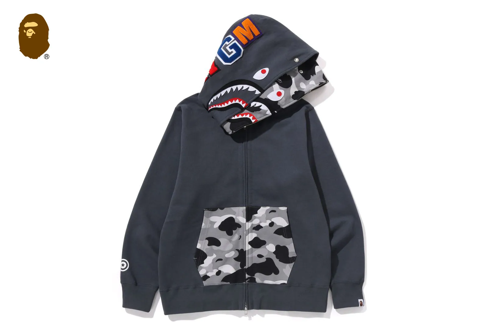 1ST CAMO SHARK FULL ZIP DOUBLE HOODIE sold by Bape product image thumbnail 5