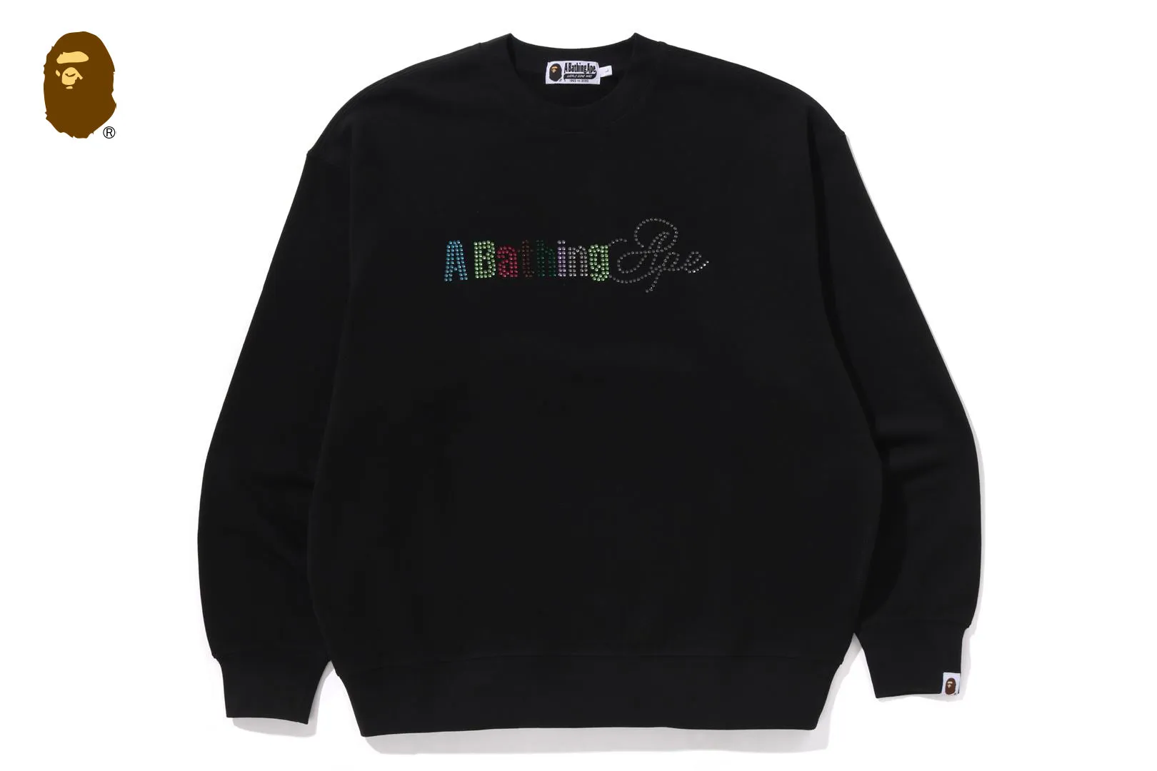 RHINESTONE LOGO RELAX FIT CREWNECK SWEATSHIRT sold by Bape