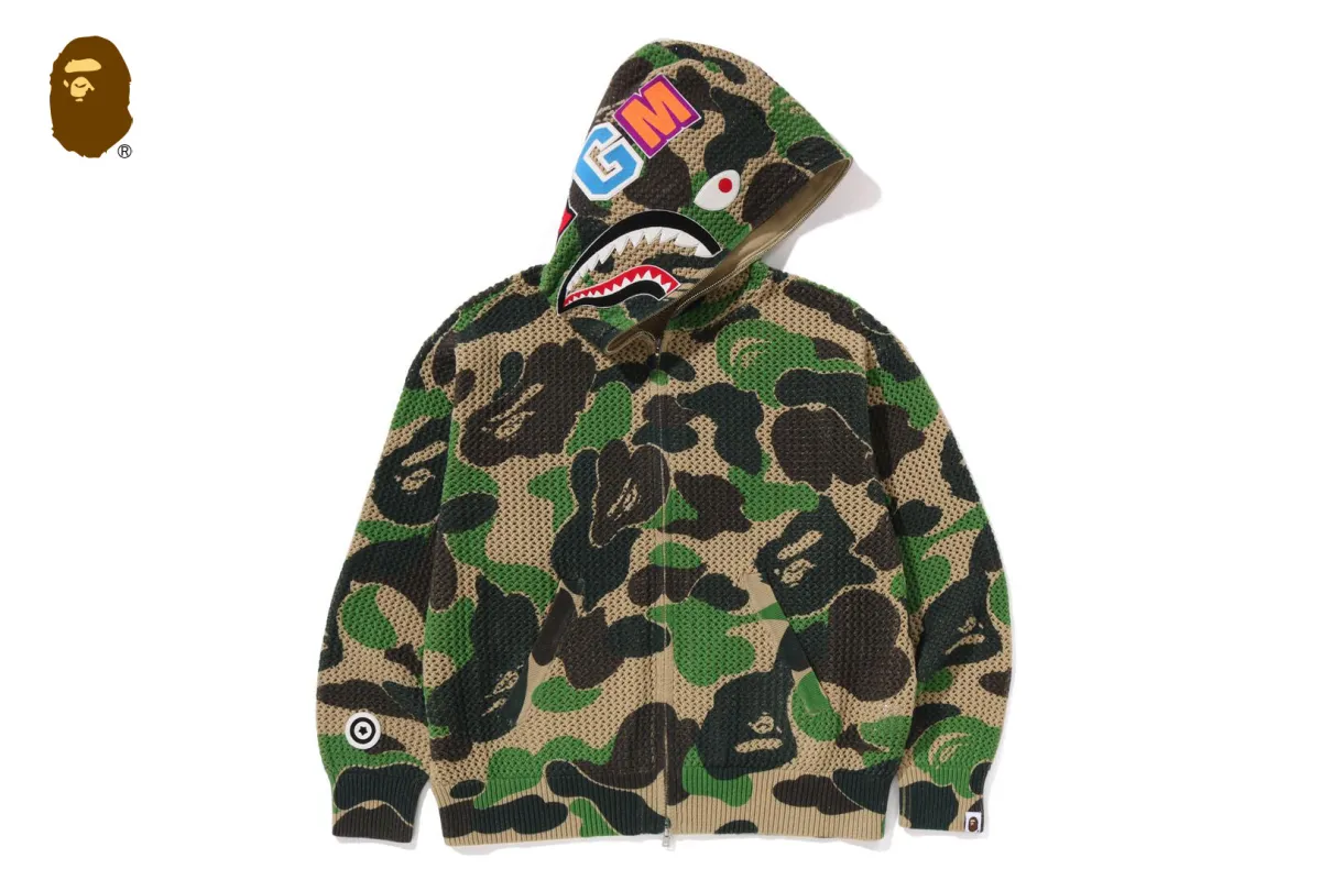ABC CAMO CROCHET RELAXED FIT SHARK FULL ZIP HOODIE sold by Bape