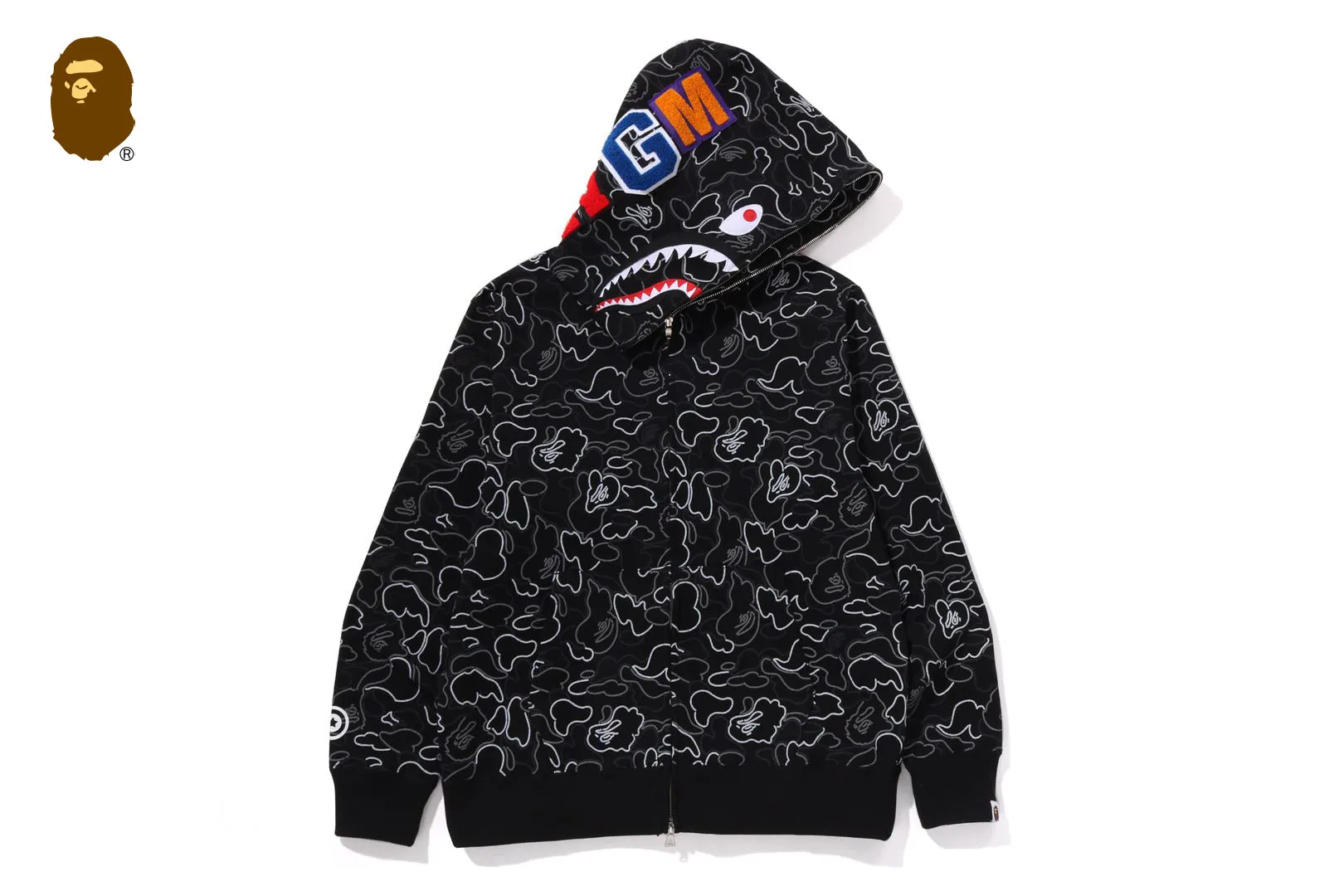 NEON CAMO SHARK FULL ZIP HOODIE sold by Bape product image thumbnail 4