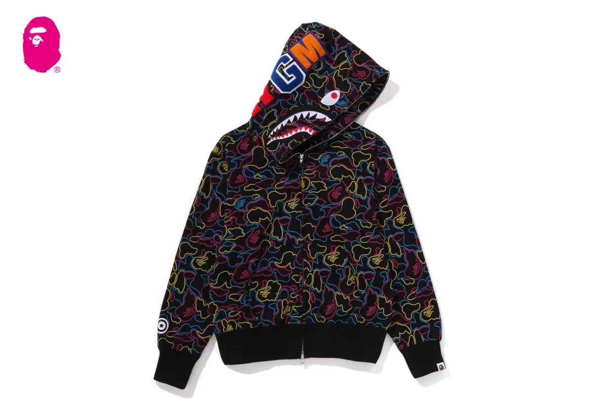 NEON CAMO SHARK FULL ZIP HOODIE sold by Bape