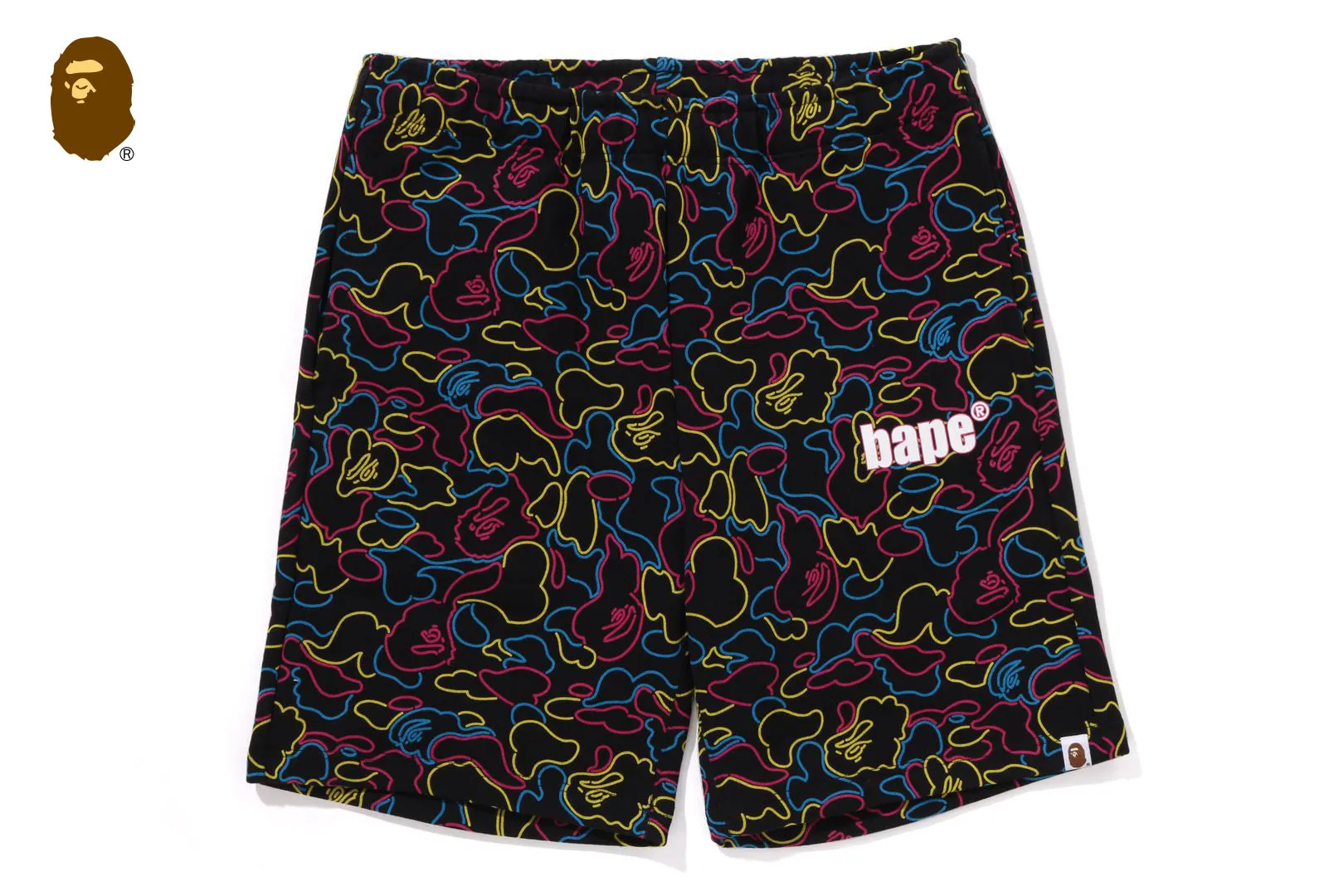 NEON CAMO REGULAR FIT SWEAT SHORTS sold by Bape