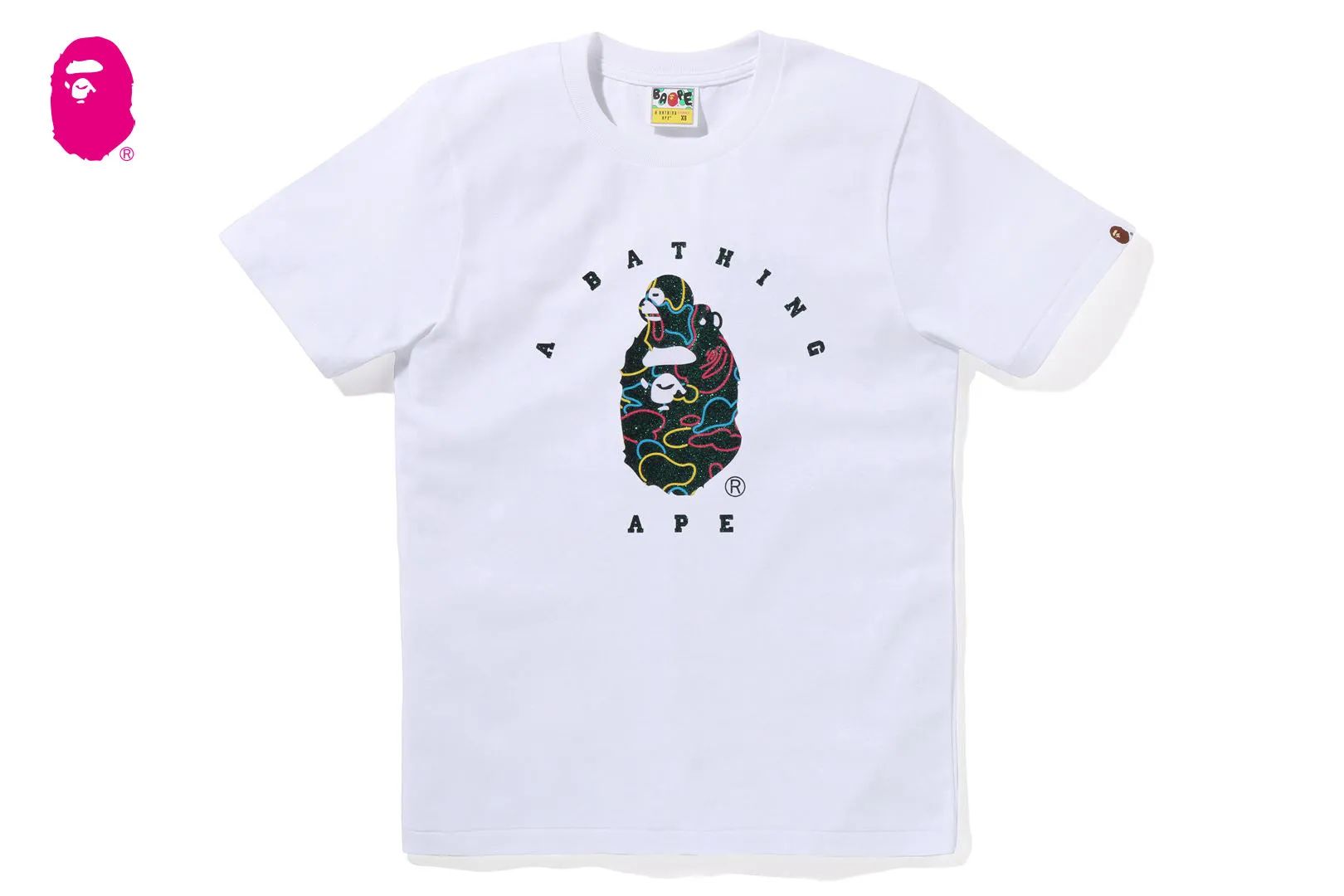 NEON CAMO MILO ON APE HEAD TEE sold by Bape