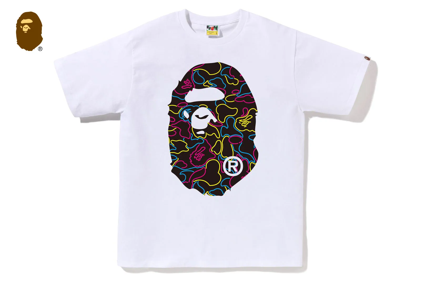 NEON CAMO BIG APE HEAD TEE sold by Bape