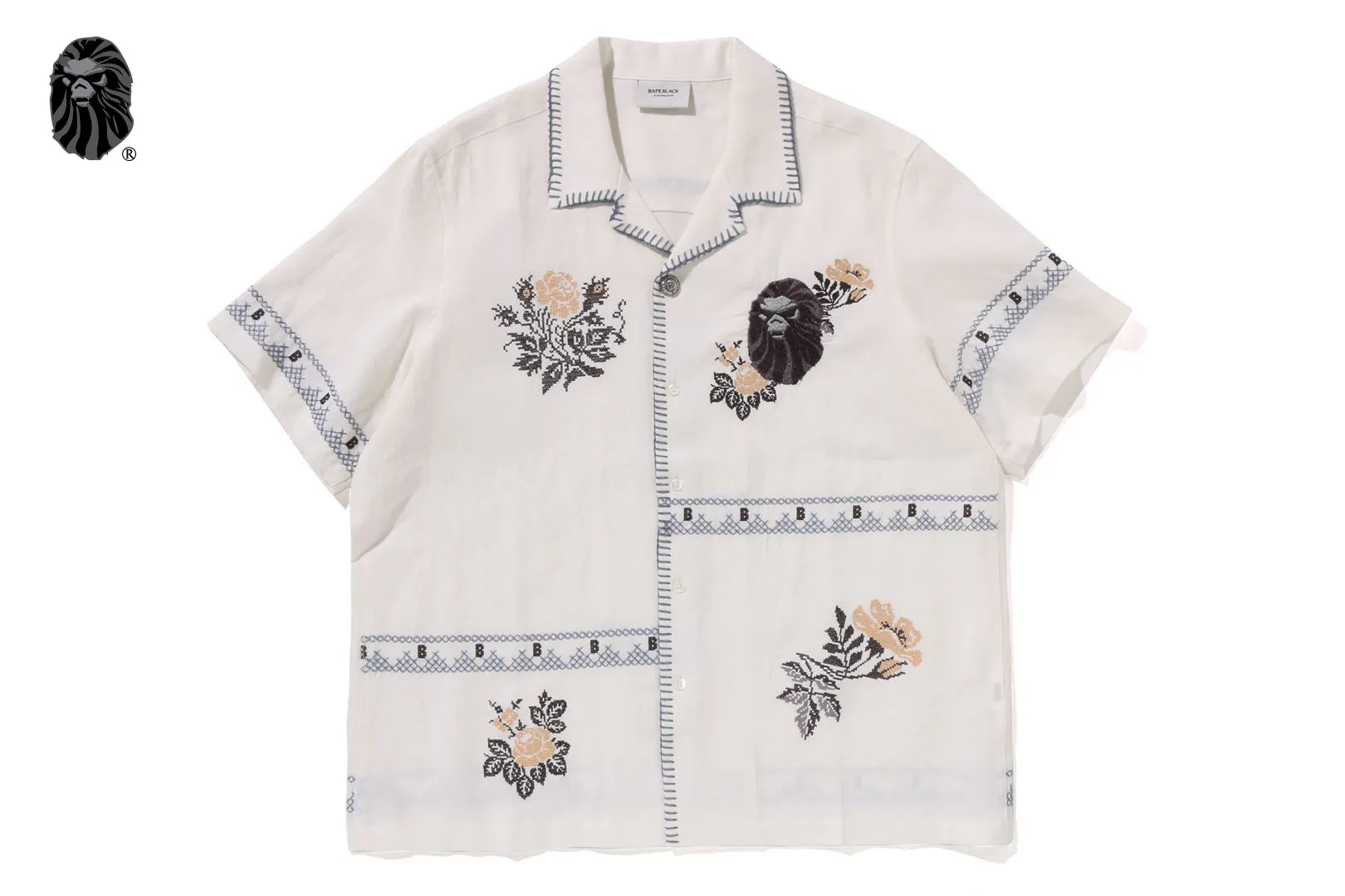 BAPE BLACK CROSS STITCHED SHIRT sold by Bape