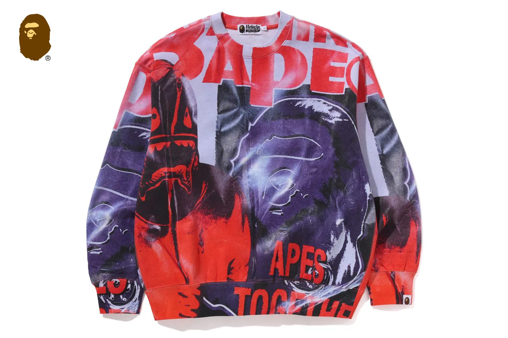 OVERPRINT RELAX FIT CREWNECK SWEATSHIRT sold by Bape