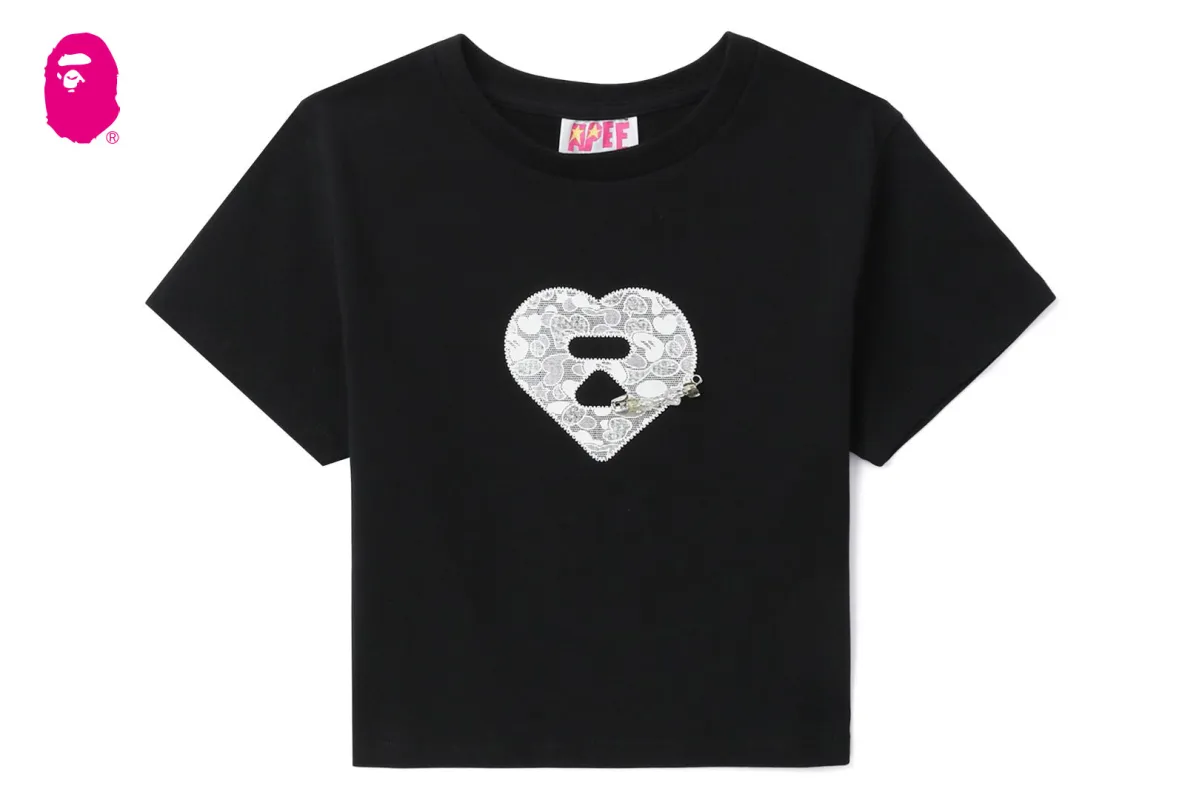 LACE HEART GRAPHIC SLIM CUT TEE sold by Bape