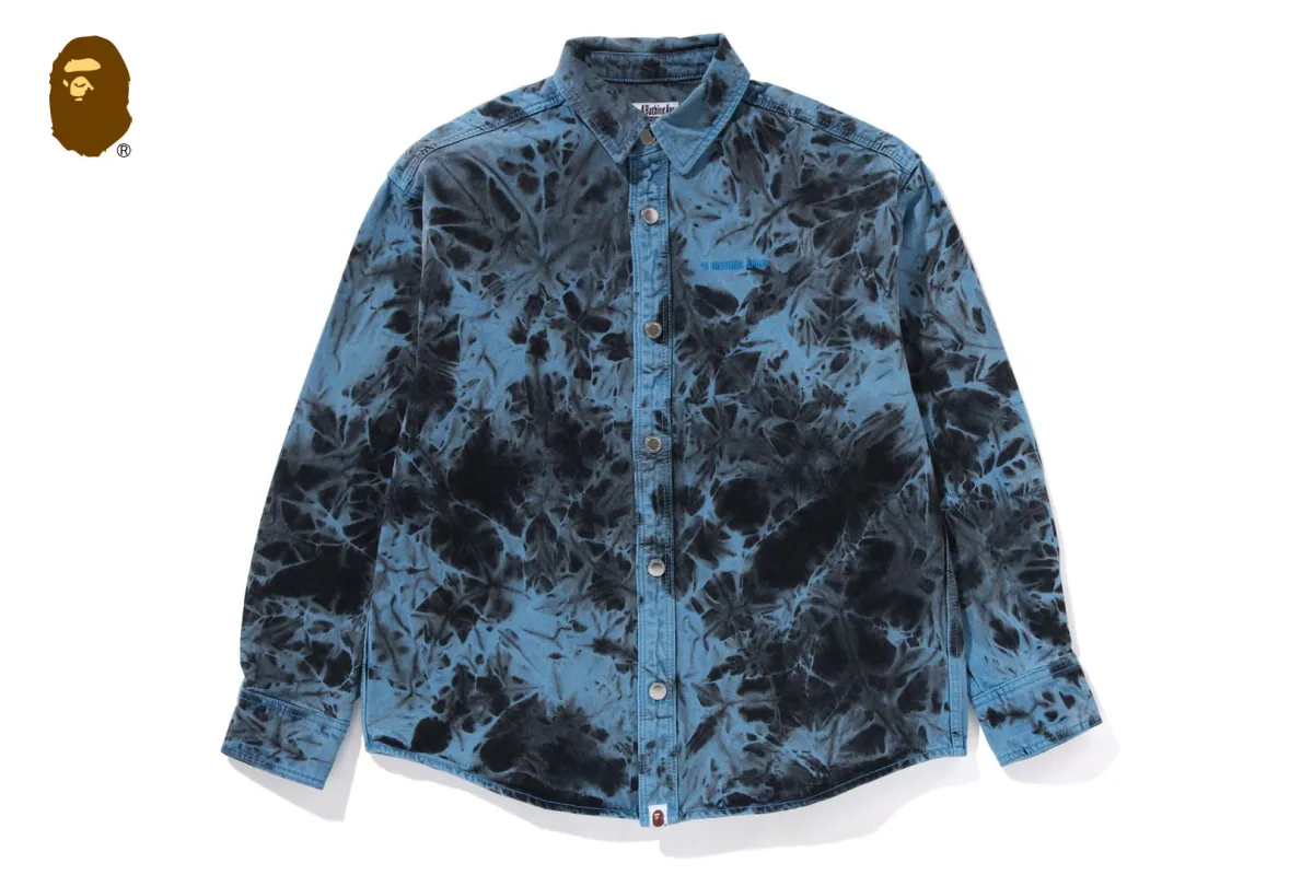 DESTORYED BLEACH BATHING APE LOGO LS SHIRT sold by Bape