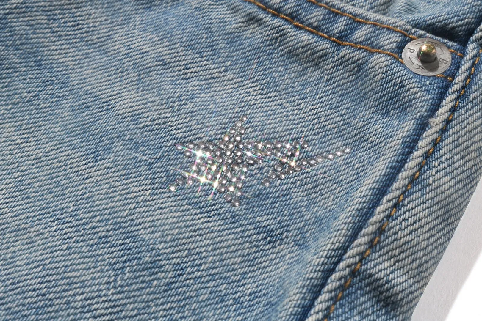 CRYSTAL APE HEAD DENIM SHORTS sold by Bape product image thumbnail 5