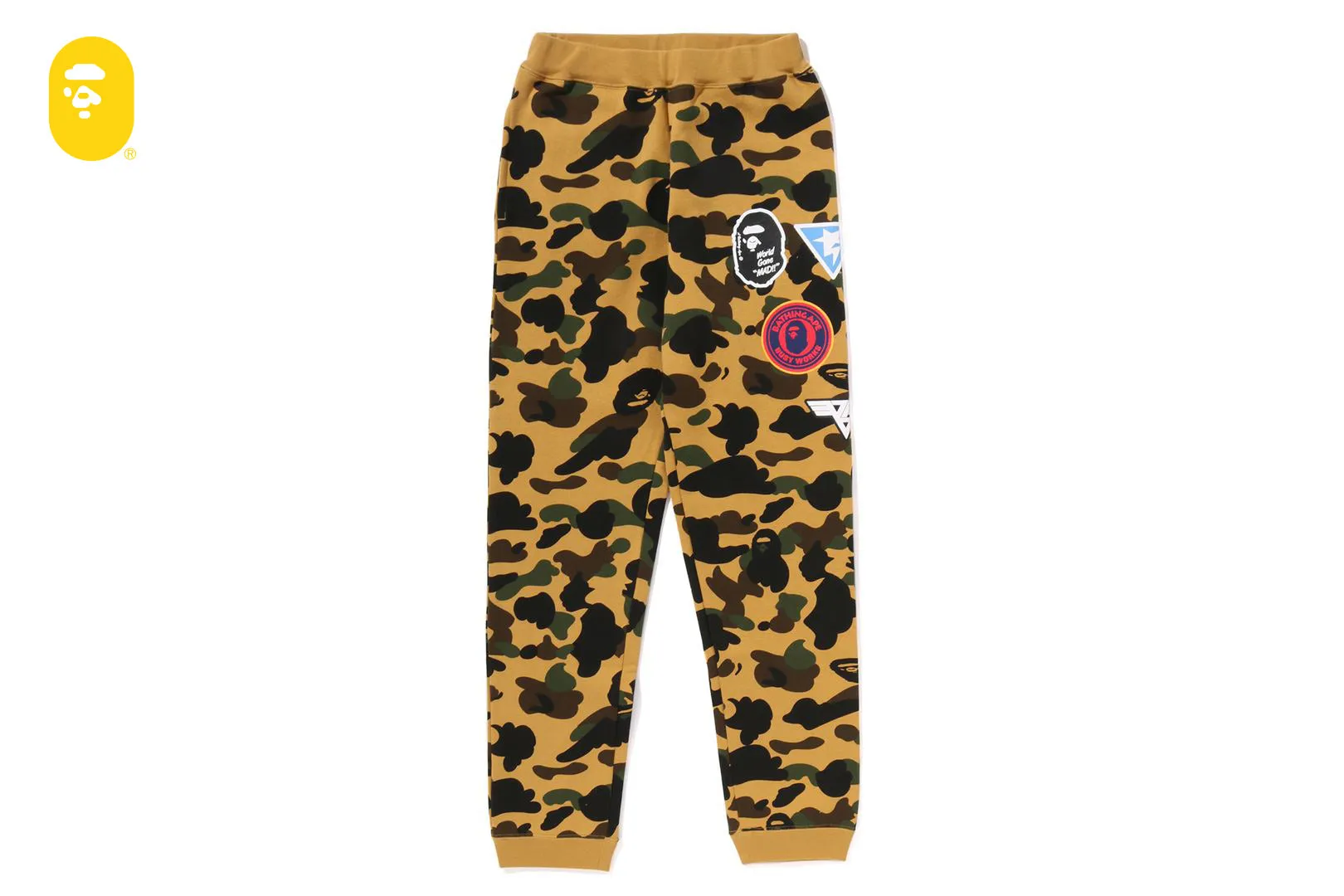1ST CAMO PATCH PRINT SWEAT PANTS sold by Bape