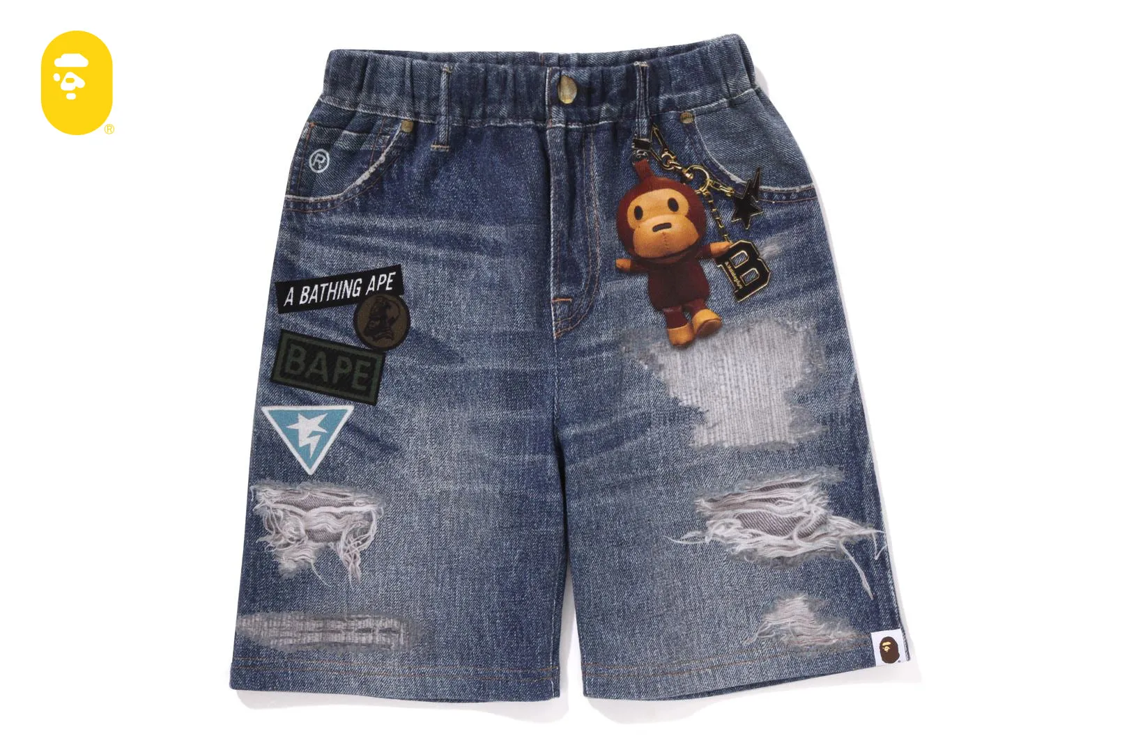 BAPE DENIM PRINT SWEAT SHORTS sold by Bape