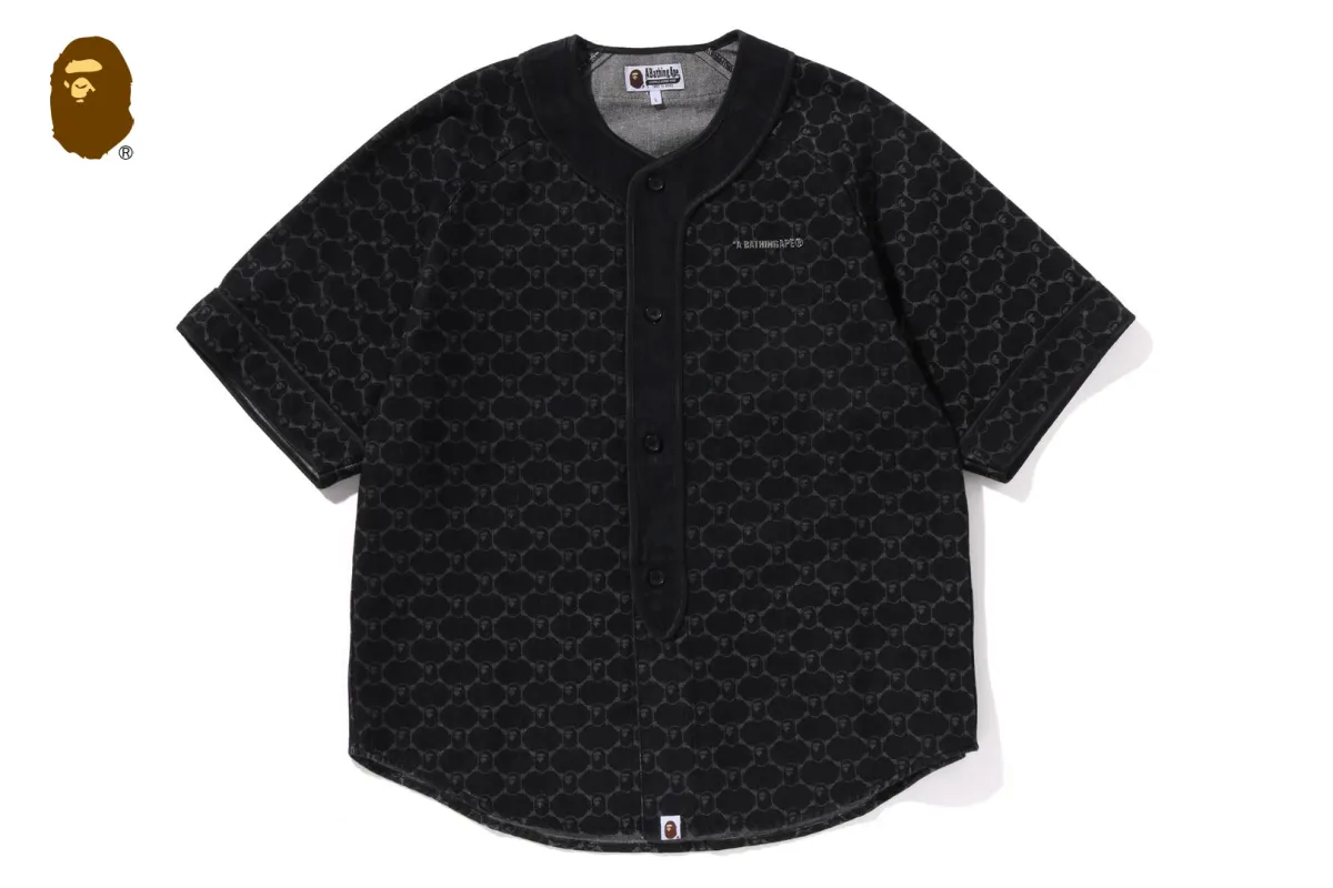 COLLEGE MONOGRAM BASEBALL SS DENIM SHIRT sold by Bape