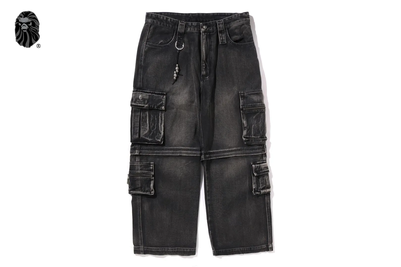 BAPE BLACK CARGO RIDER BIKER JEANS sold by Bape