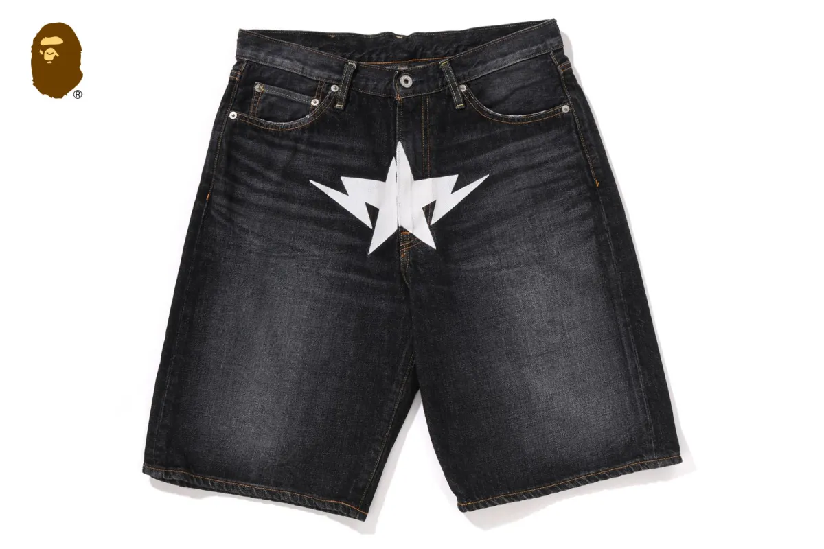 TWIN STA RELAXED FIT DENIM SHORTS made by Bape